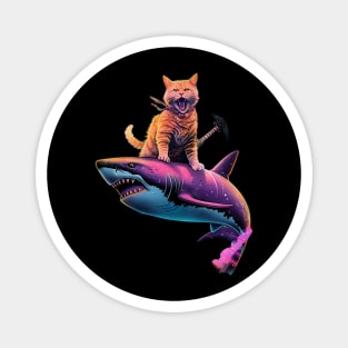 Cat Riding Shark Underwater Exploration Magnet